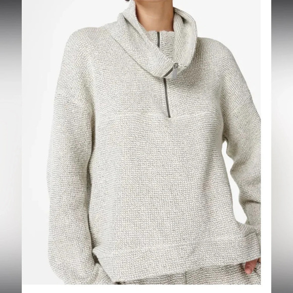 Sweaty Betty Restful Boucle quarter Zip Sweatshirt high collar Pullover gray XL - Picture 1 of 11